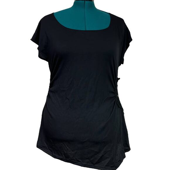 Luv Me More Asymmetrical Scoop Neck Tee Shirt Top Embellished Plus Size 1X Black - Picture 1 of 12